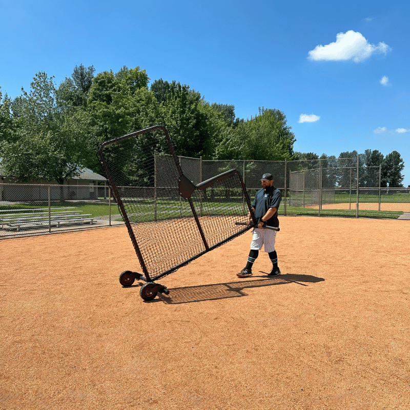 Armadillo L-Screen being transported with Wheel kit 