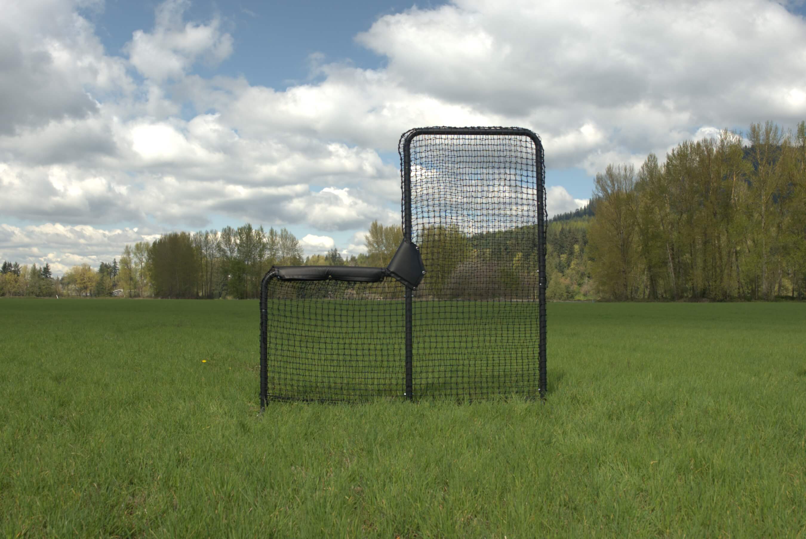 Armadillo L-screen on green grass field with blue skies