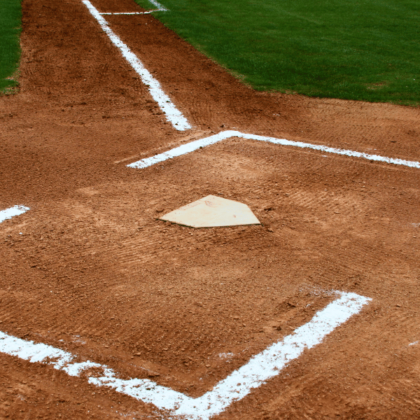 Baseball field home plate and batters box