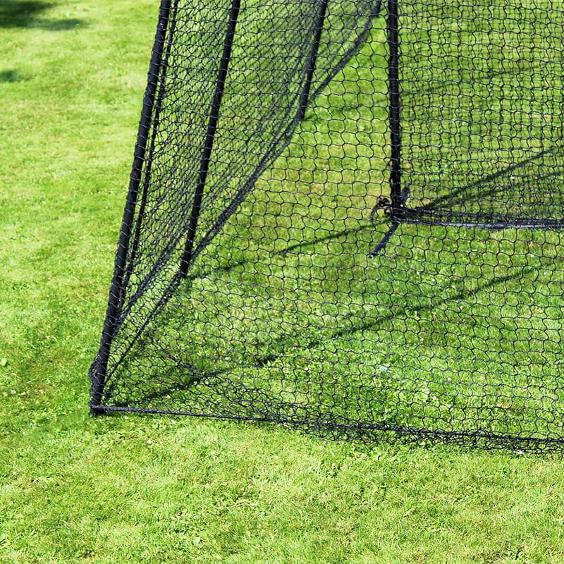 Freestanding Trapezoid Batting Cage leg on top of the ground