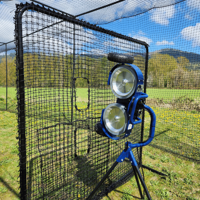 The Bata 2 with the Pitching machine screen in front of it