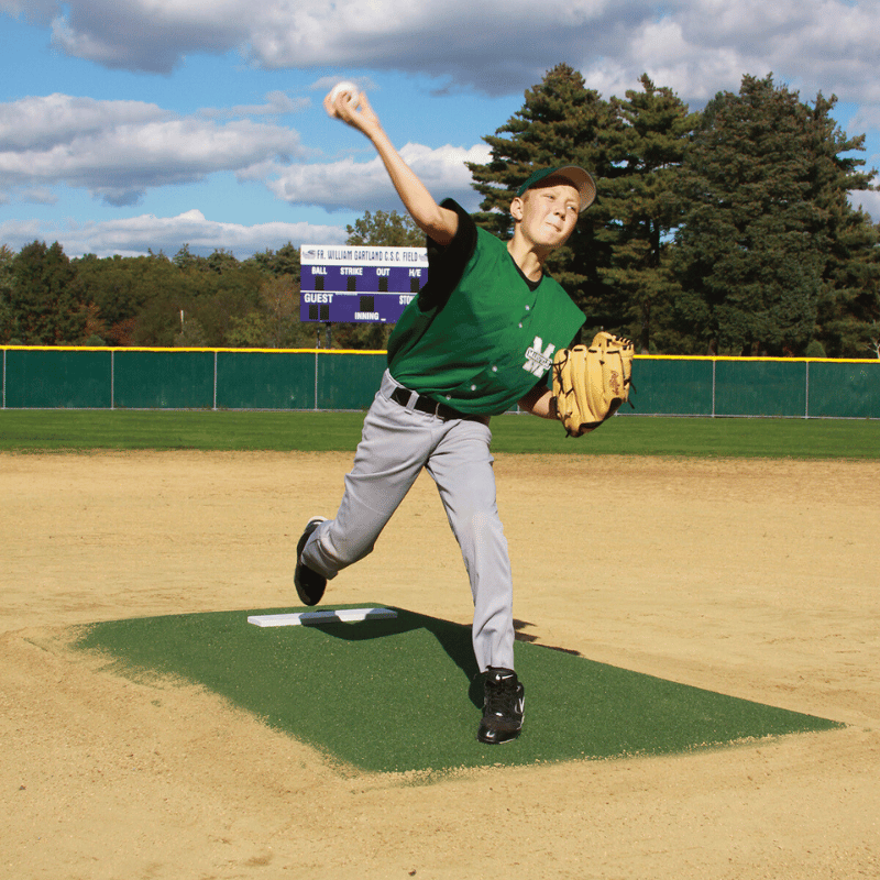 Boy pitching on ProMound Major League Mound Green