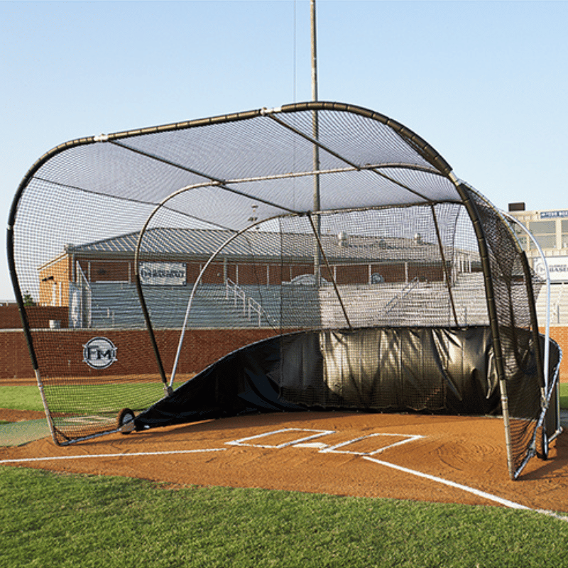 Big Bubba backstop cage behind baseball field homeplate