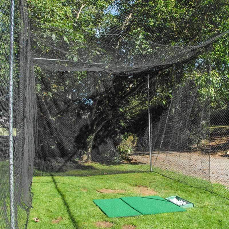 Batting Cage Golf Insert with golf mat and trees