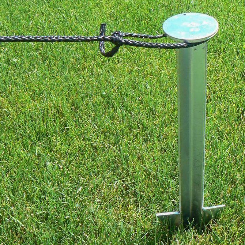 Heavy Duty Batting Cage Stake in ground with rope