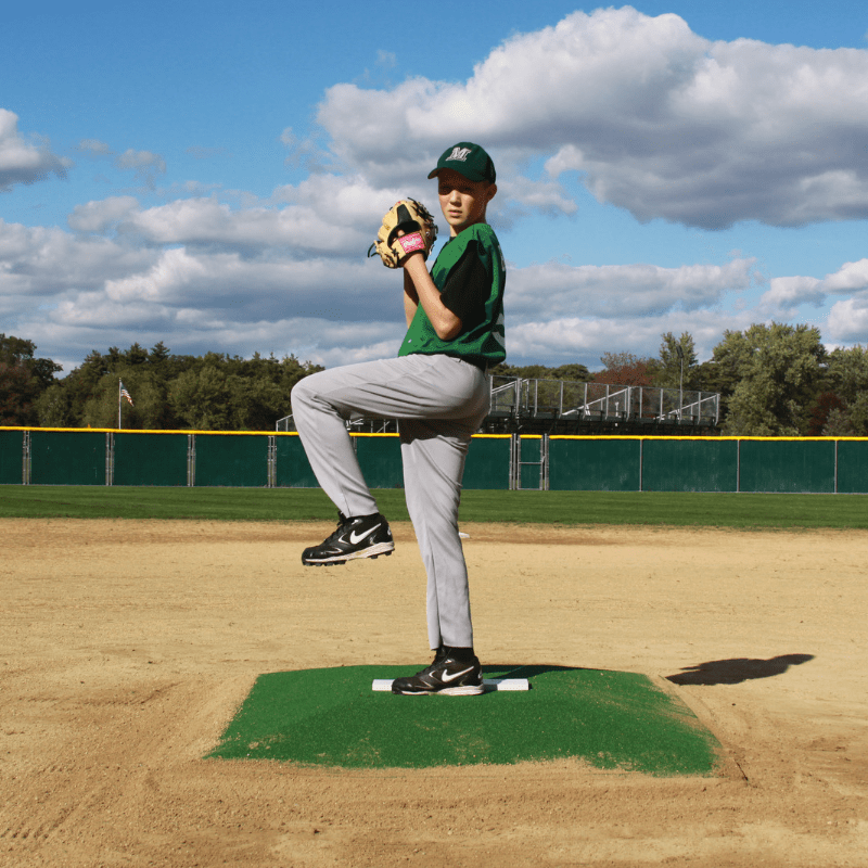 Boy pitching off of the ProMound Minor League Mound