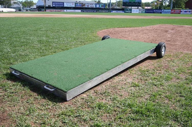 ProMound Pro Model Platform in front of dirt mound on baseball field