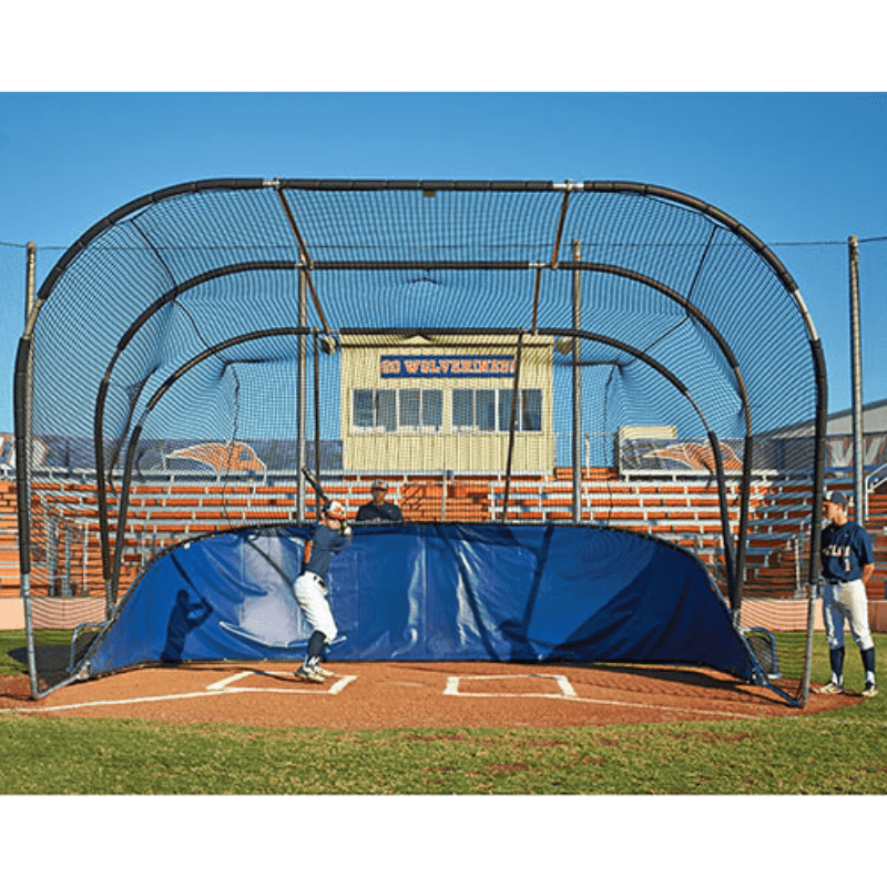 Big Bubba Elite Batting Cage over the baseball field home plate