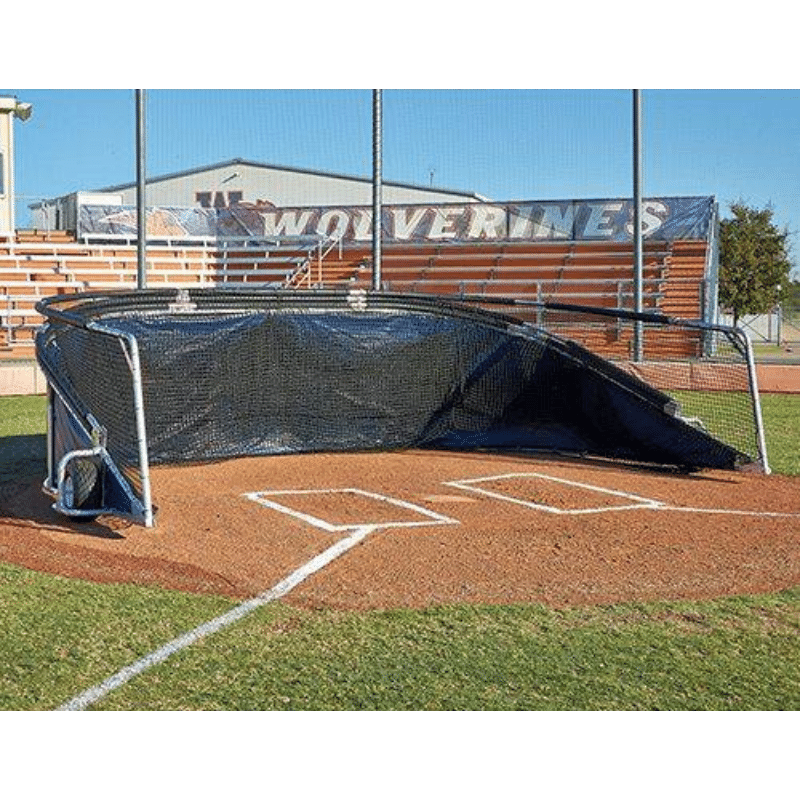 The Bubba Elite Batting Cage folded down